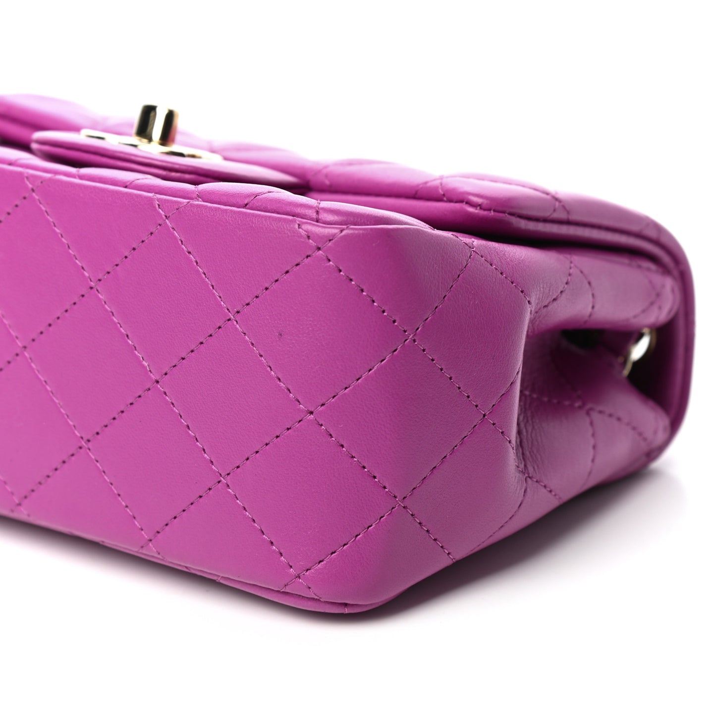 Lambskin Quilted Mini Square Flap Purple
