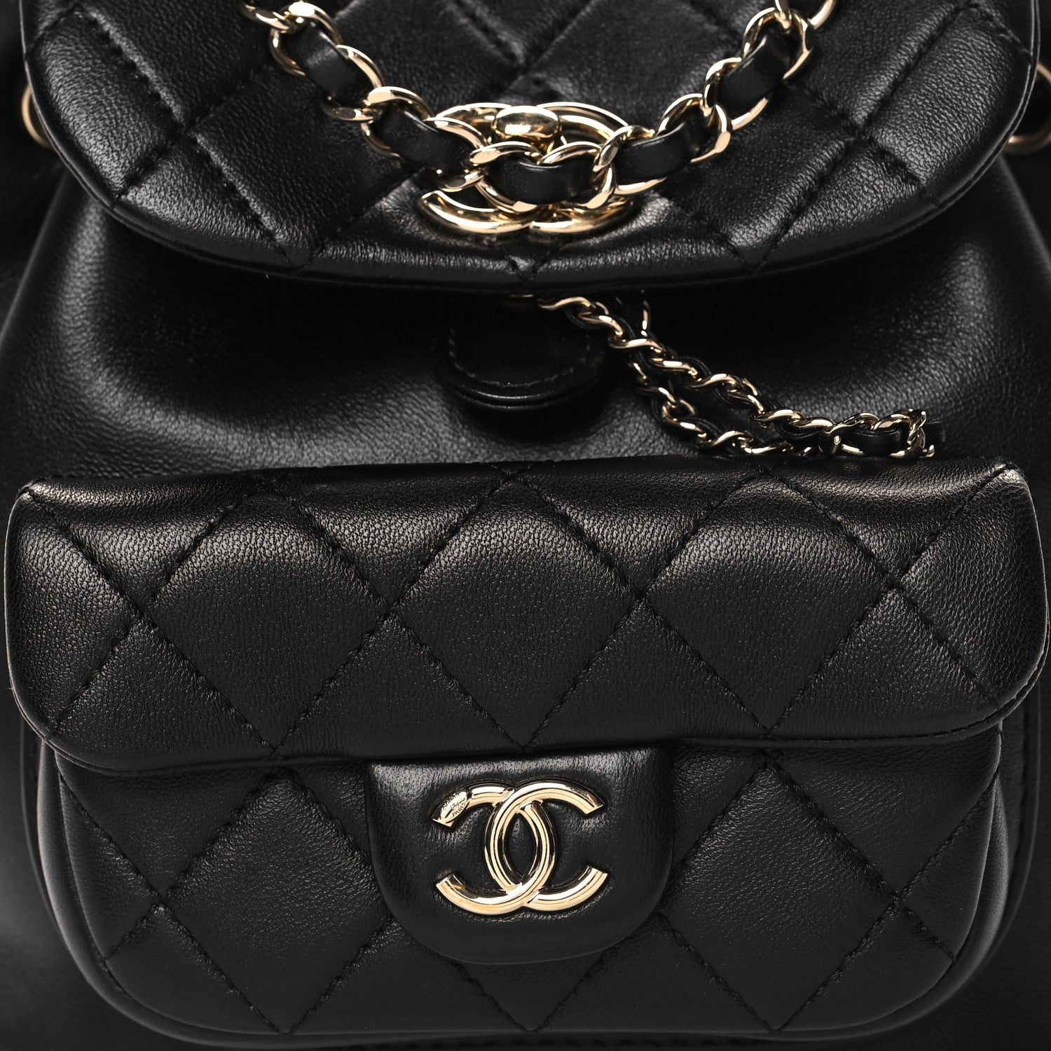 Chanel Lambskin Quilted Small Duma Drawstring Backpack Black 8 of 10