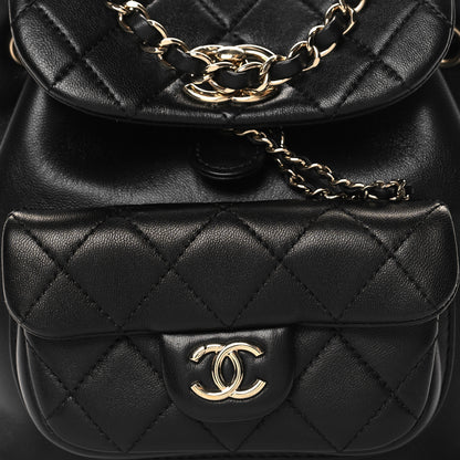 Chanel Lambskin Quilted Small Duma Drawstring Backpack Black 8 of 10