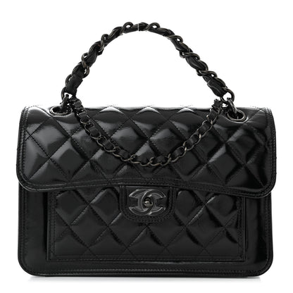 Chanel Shiny Crumpled Calfskin Quilted Large Double You Flap So Black 1 of 10