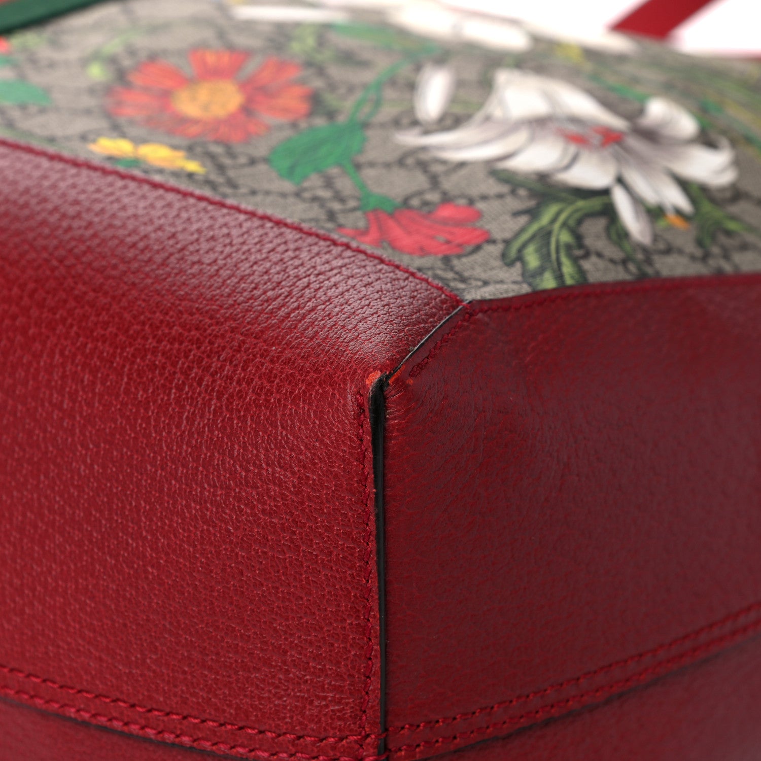 Gucci GG Supreme Monogram Flora Web Large Ophidia Tote Red 12 of 13
