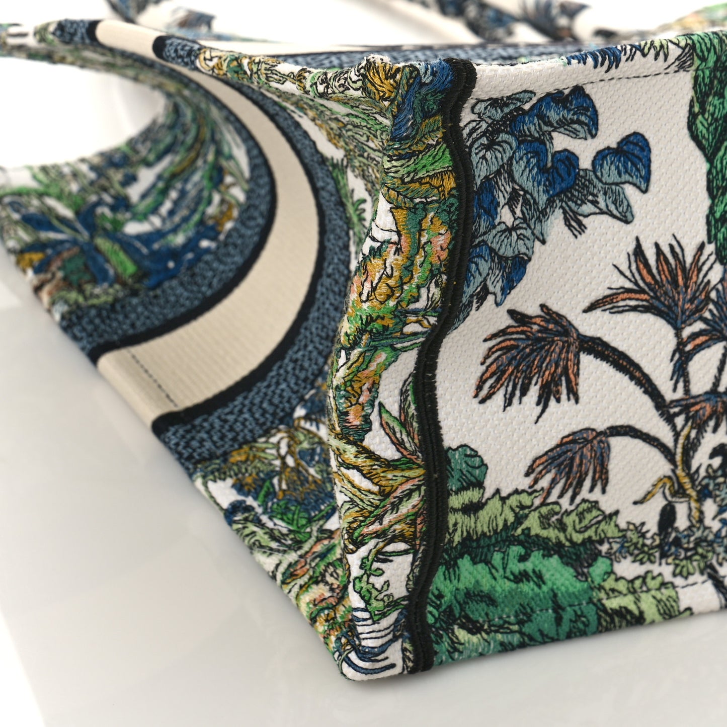 Canvas Embroidered Medium Etoile de Voyage Book Tote White Multicolor