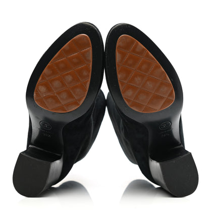 Chanel Suede Calfskin CC Short Boots 38.5 Black 5 of 11