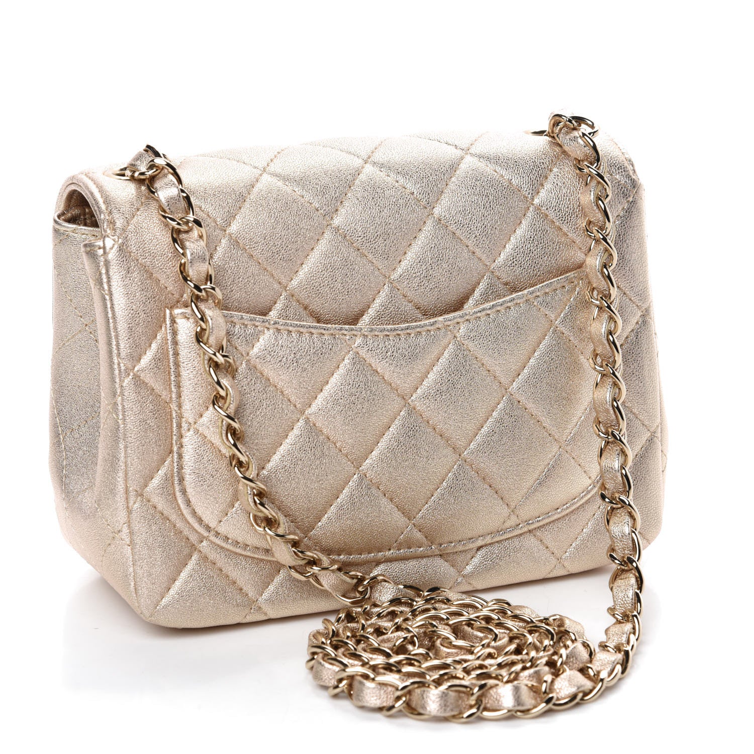 Chanel Metallic Lambskin Quilted Mini Square Flap Gold 3 of 11