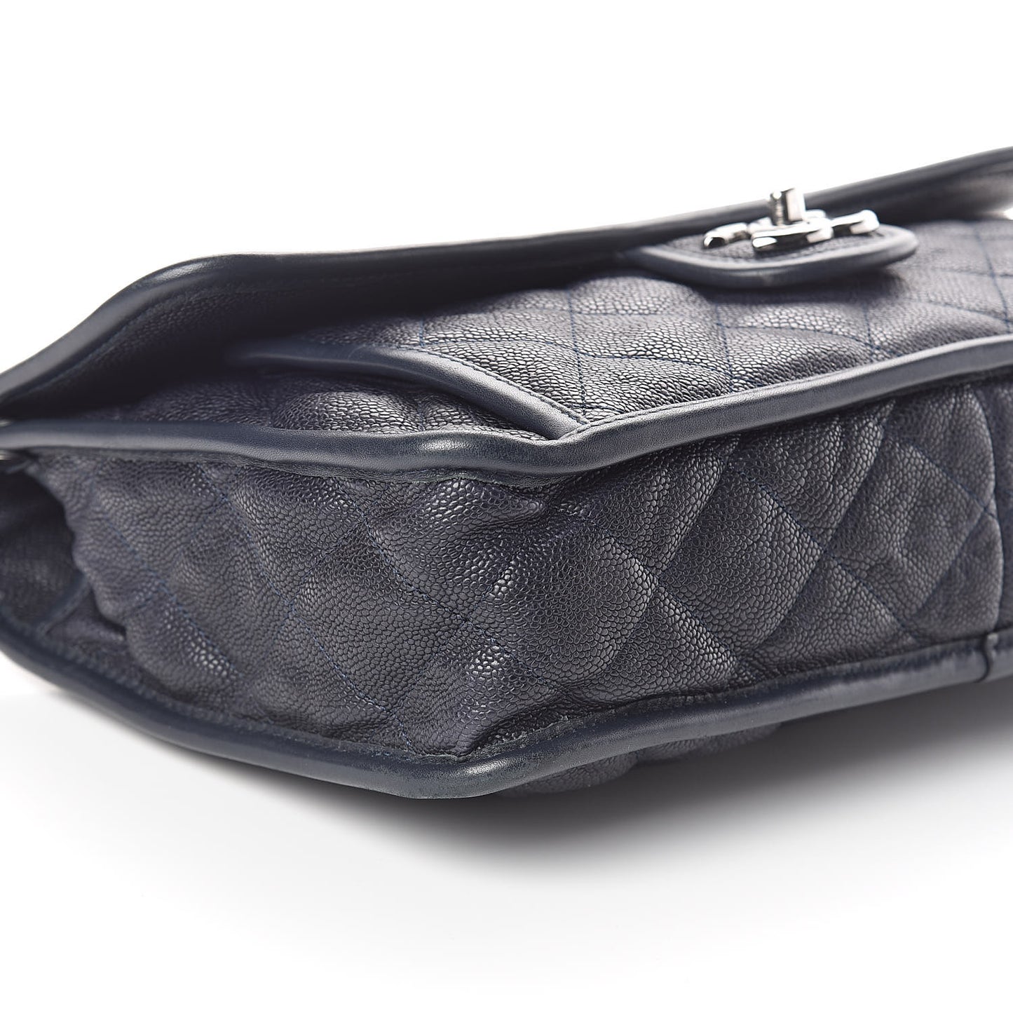 Caviar Quilted Large French Riviera Flap Dark Navy Blue