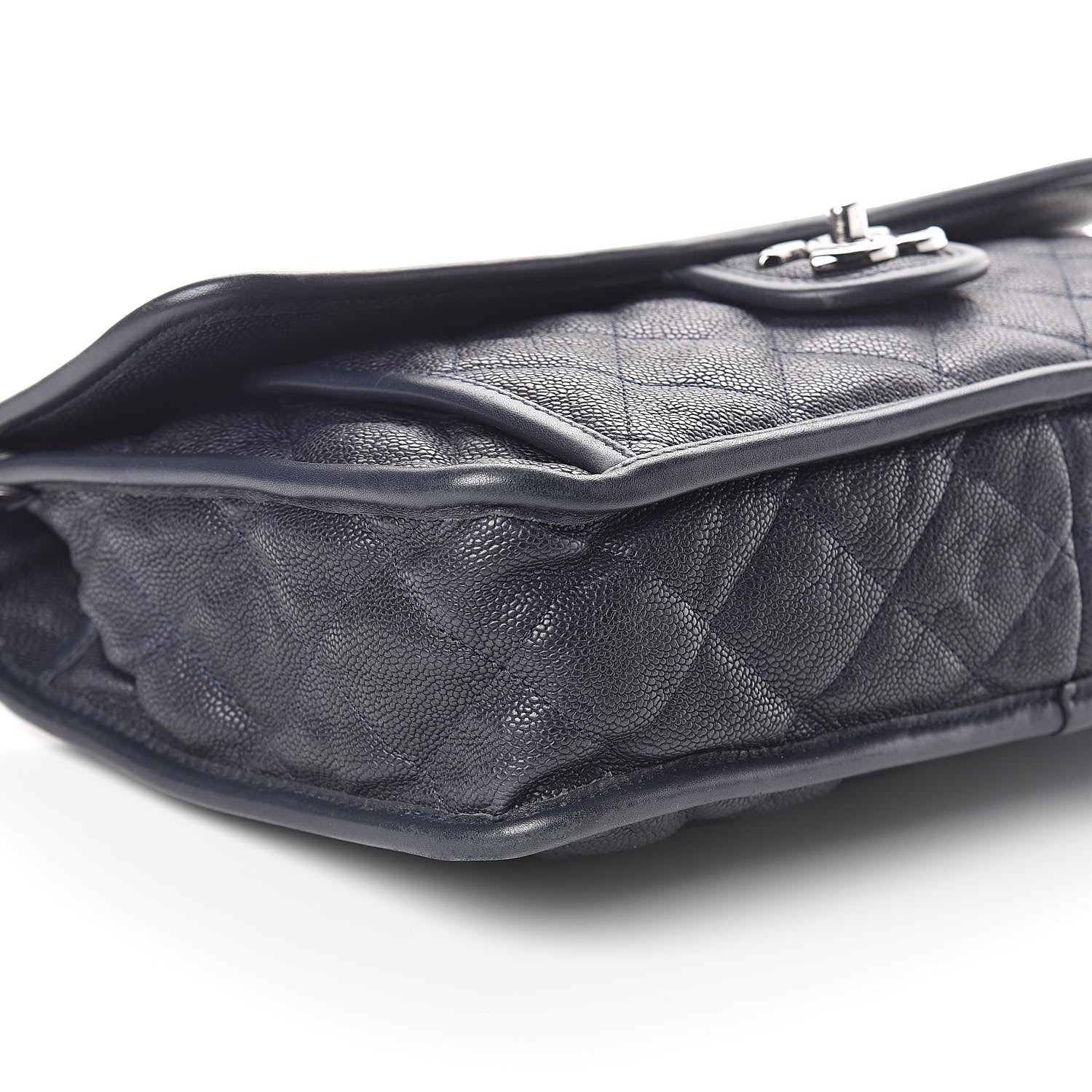 Chanel Caviar Quilted Large French Riviera Flap Dark Navy Blue 8 of 15