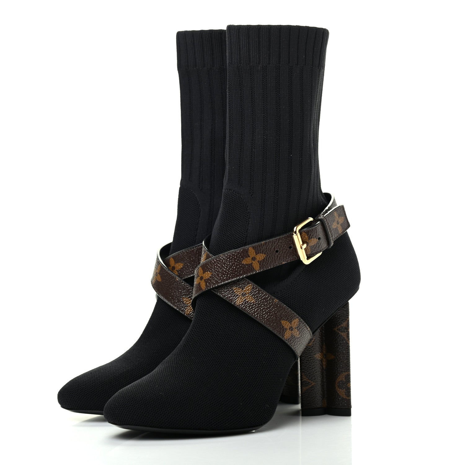 Louis Vuitton Monogram Stretch Fabric Silhouette Ankle Boots 36 Black 3 of 9