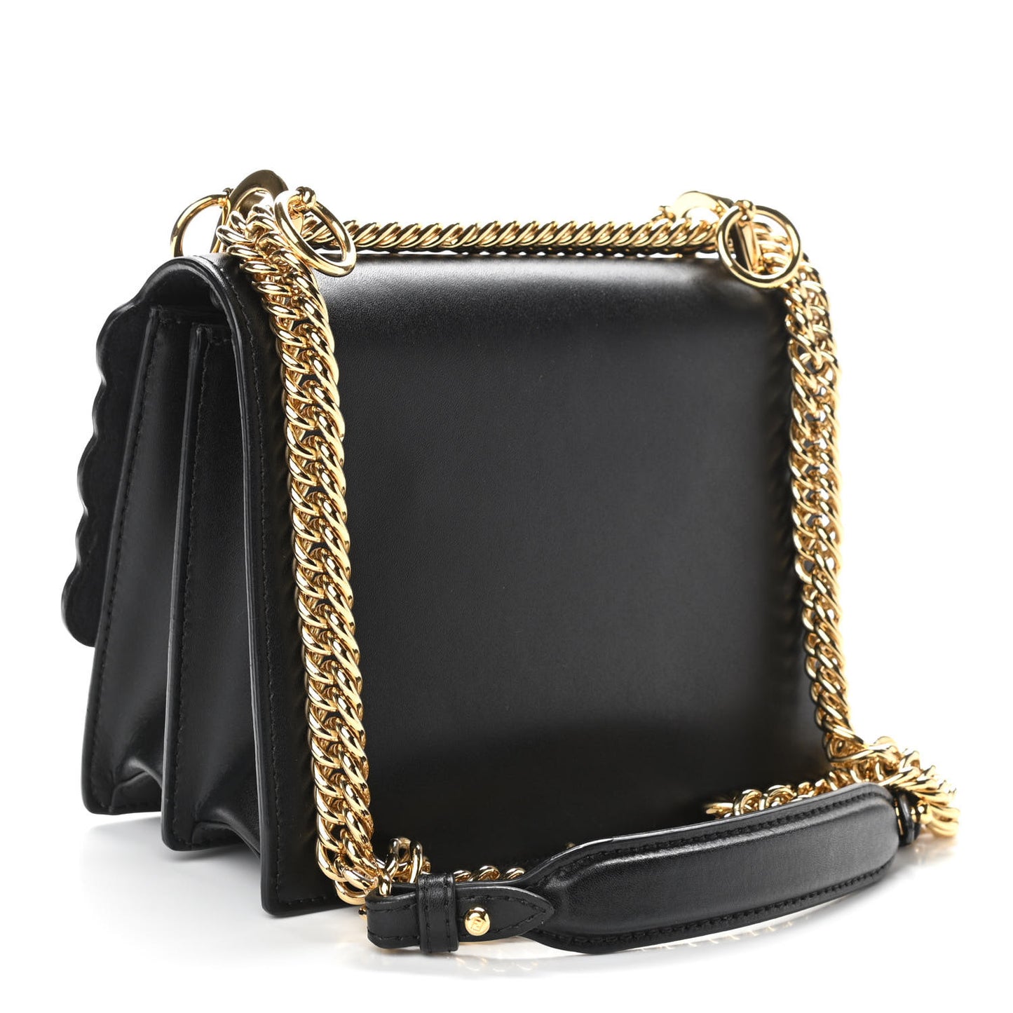 Vitello Liberty Metal Scalloped Multi Studded Small Kan I Shoulder Bag Black