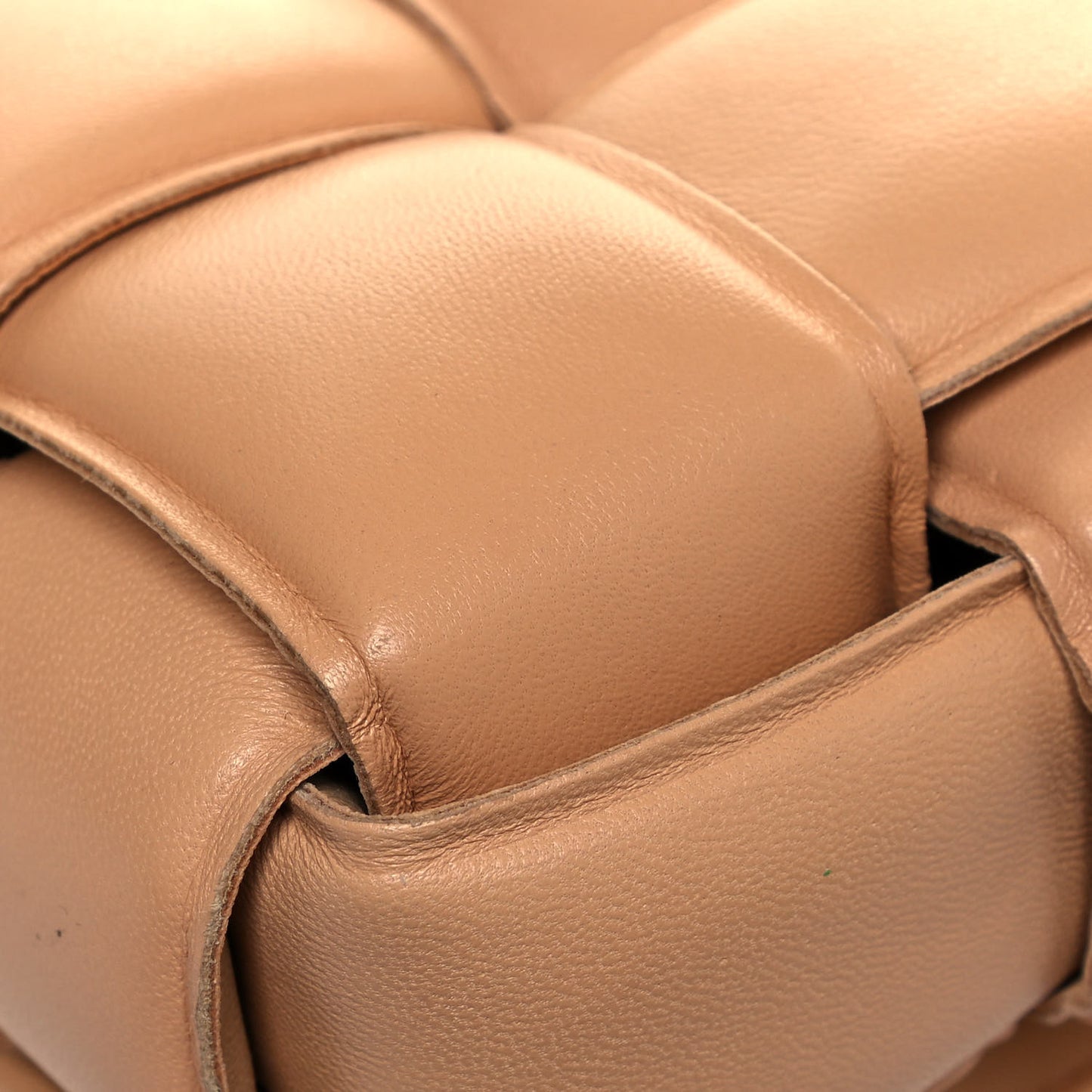 Lambskin Maxi Intreccio Padded Chain Cassette Crossbody Bag Almond