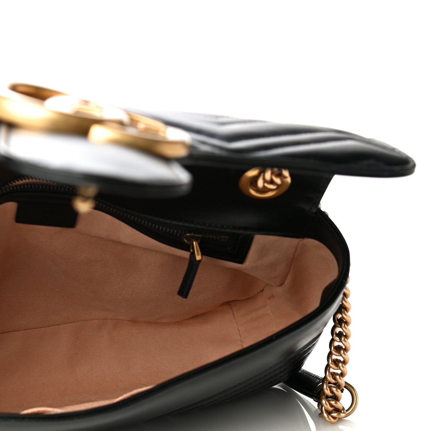 Gucci Calfskin Matelasse Medium GG Marmont Shoulder Bag Black 5 of 15