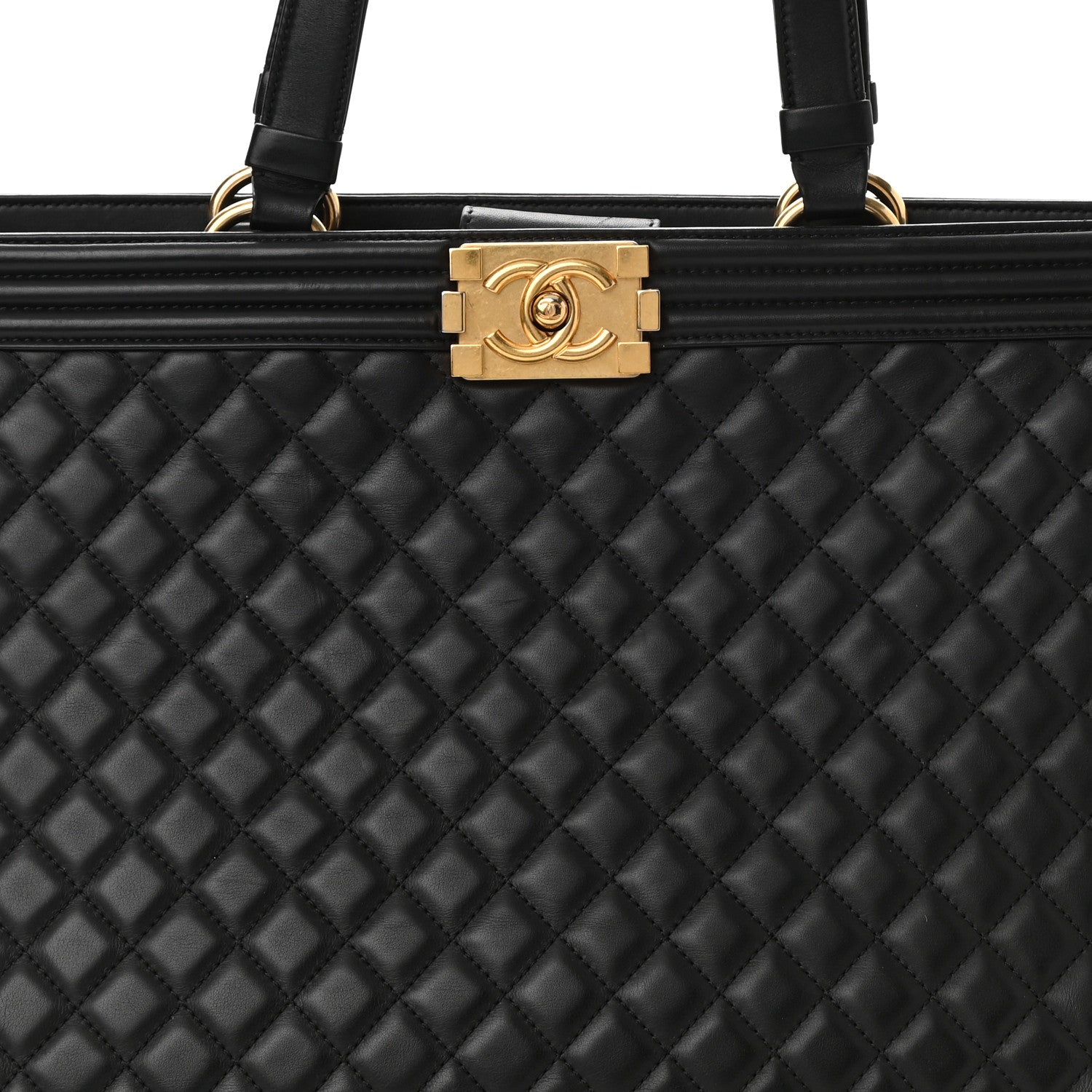 Chanel Calfskin Quilted Boy Shopping Tote Black 6 of 10
