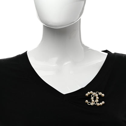 Chanel Pearl Coco CC Brooch Gold 2 of 5