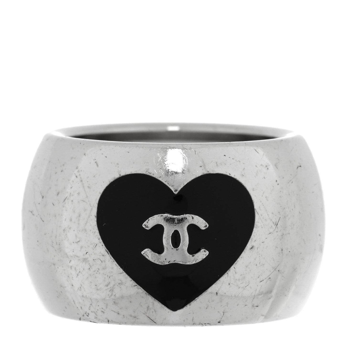 CC Heart Ring 6.5 Silver Black