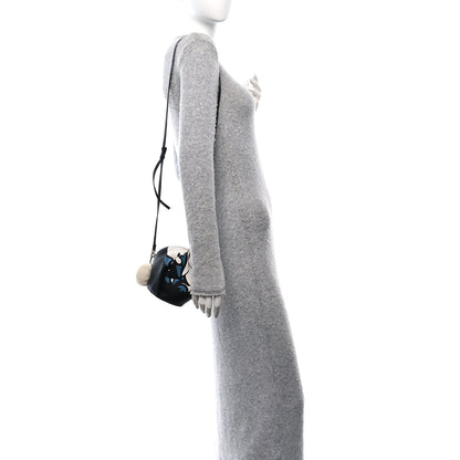 Loewe Calfskin Shearling Mini Bunny Crossbody Bag Black White Blue 2 of 11