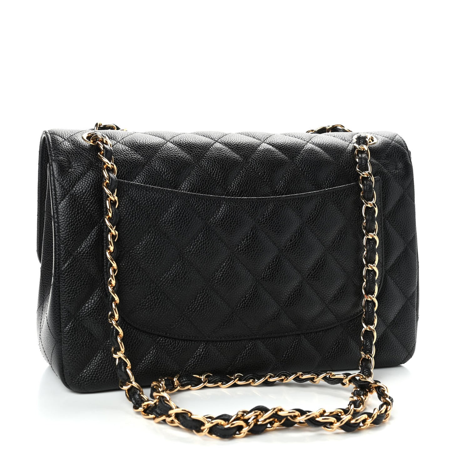 Caviar Quilted Jumbo Double Flap Black