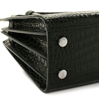 Saint Laurent Calfskin Crocodile Embossed Nano Sac De Jour Dark Green 8 of 11