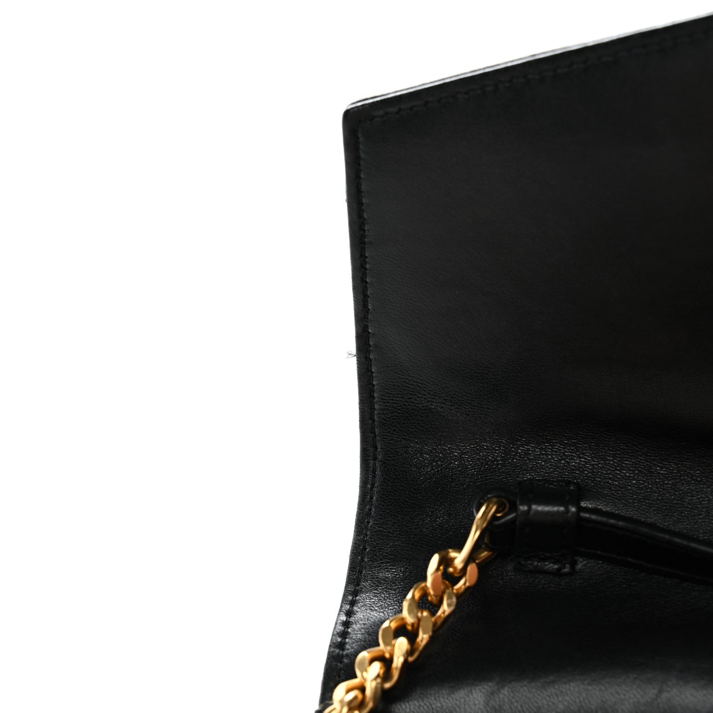 Lambskin Matelasse Chevron Monogram Sulpice Chain Wallet Black