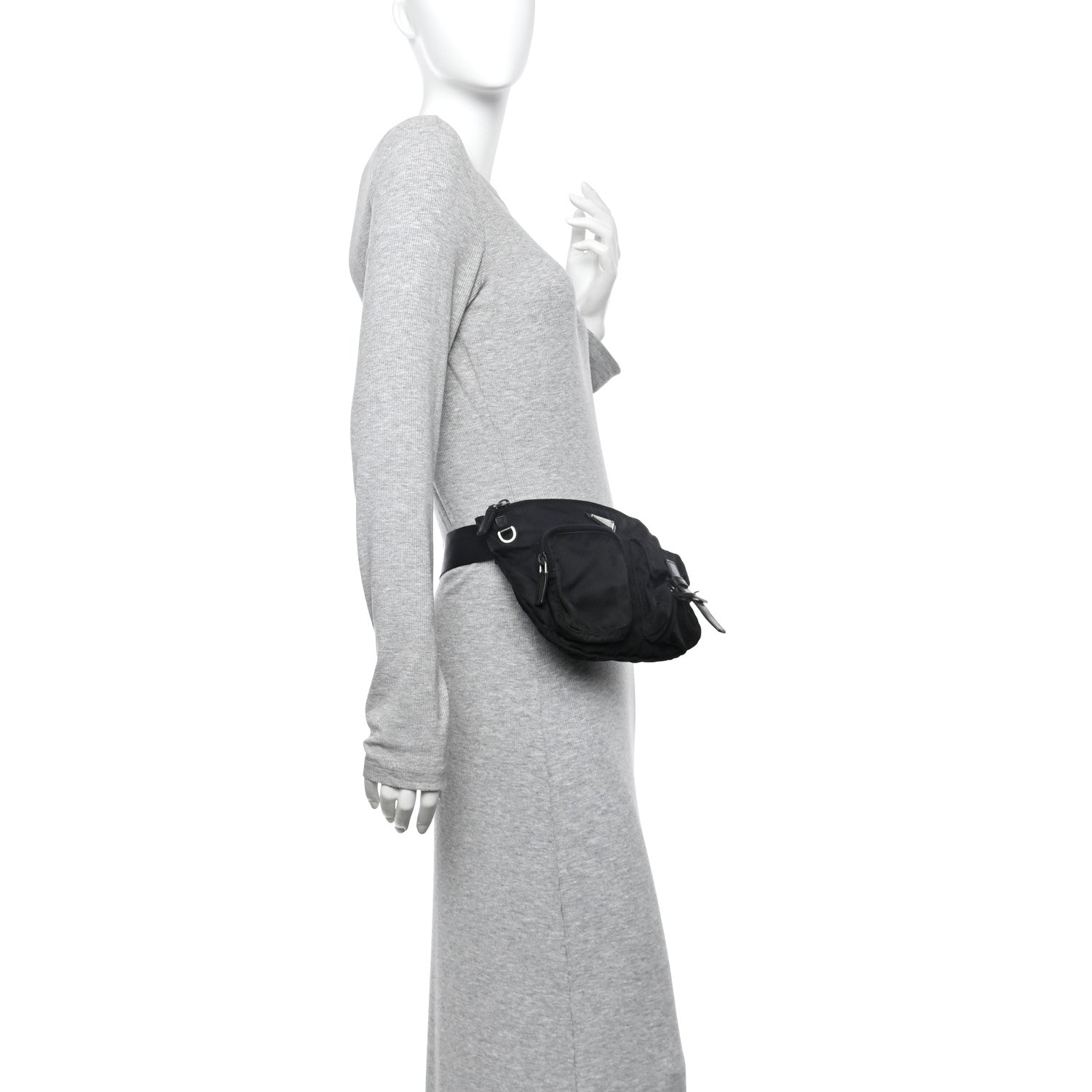 Prada Tessuto Nylon Multi Pocket Belt Bag Black 2 of 13