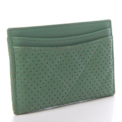 Chanel Perforated Lambskin Quilted Card Holder Green 3 of 8
