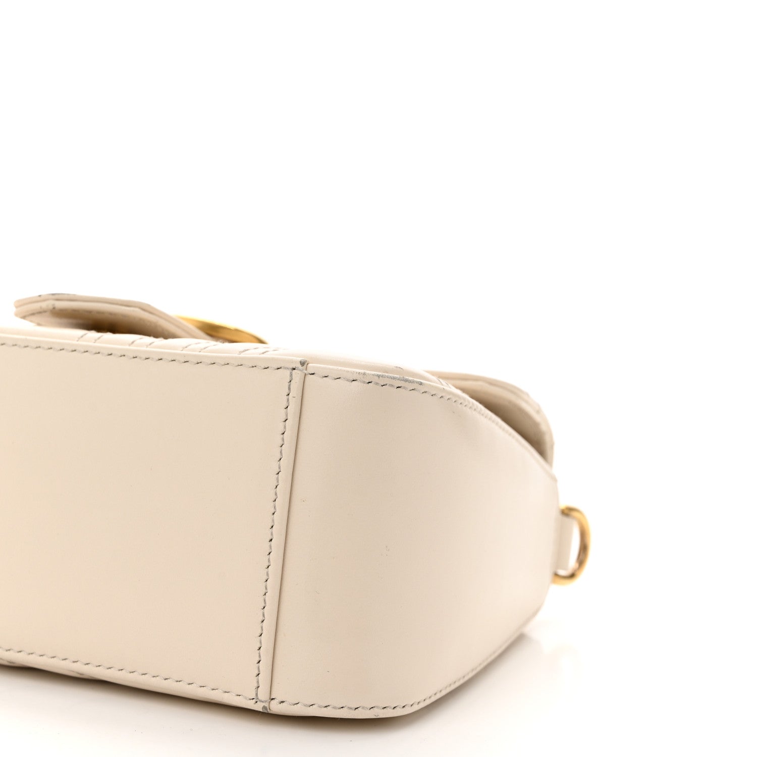 Gucci Calfskin Matelasse Mini GG Marmont Top Handle Shoulder Bag White 10 of 15