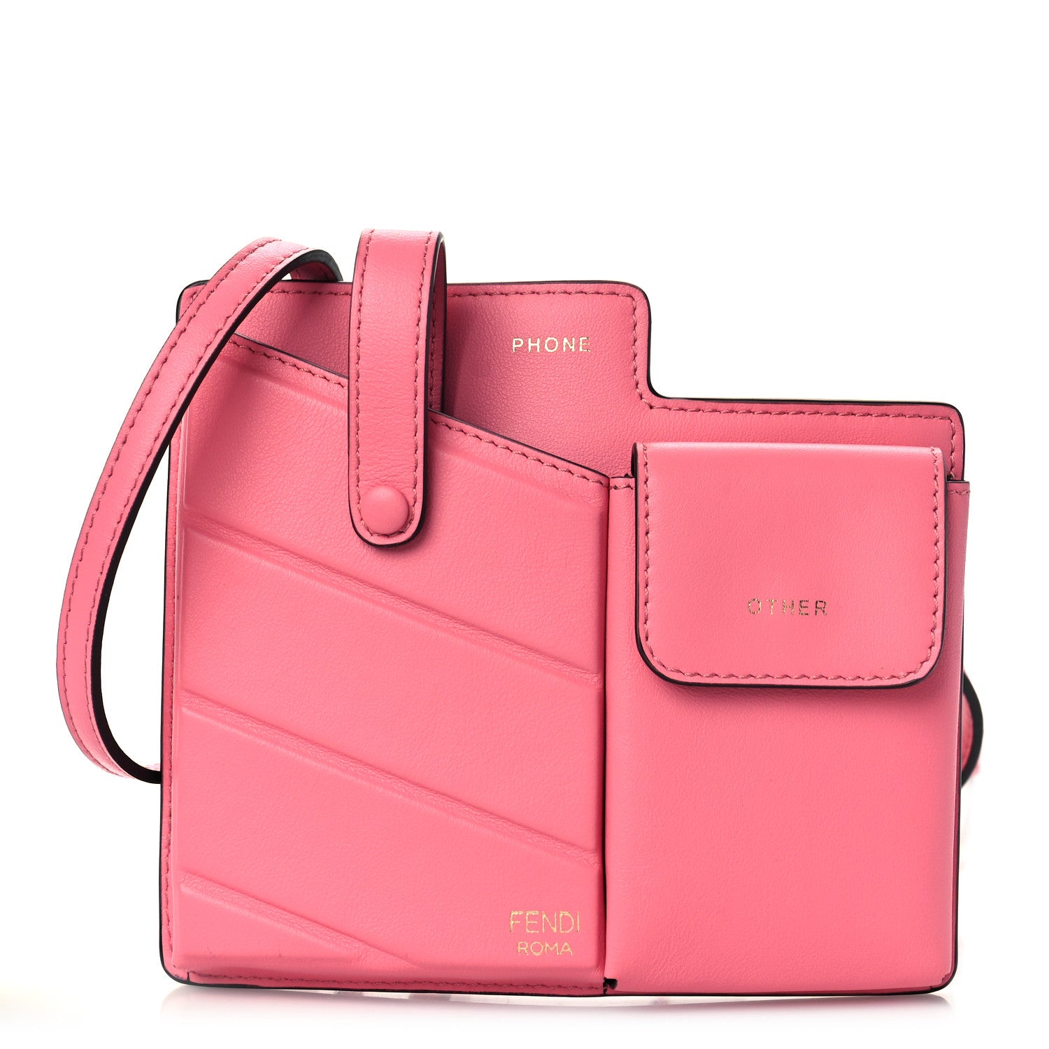 Fendi Vitello Grace Matte Two Pocket Mini Crossbody Pink 1 of 9