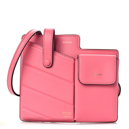 Fendi Vitello Grace Matte Two Pocket Mini Crossbody Pink 1 of 9