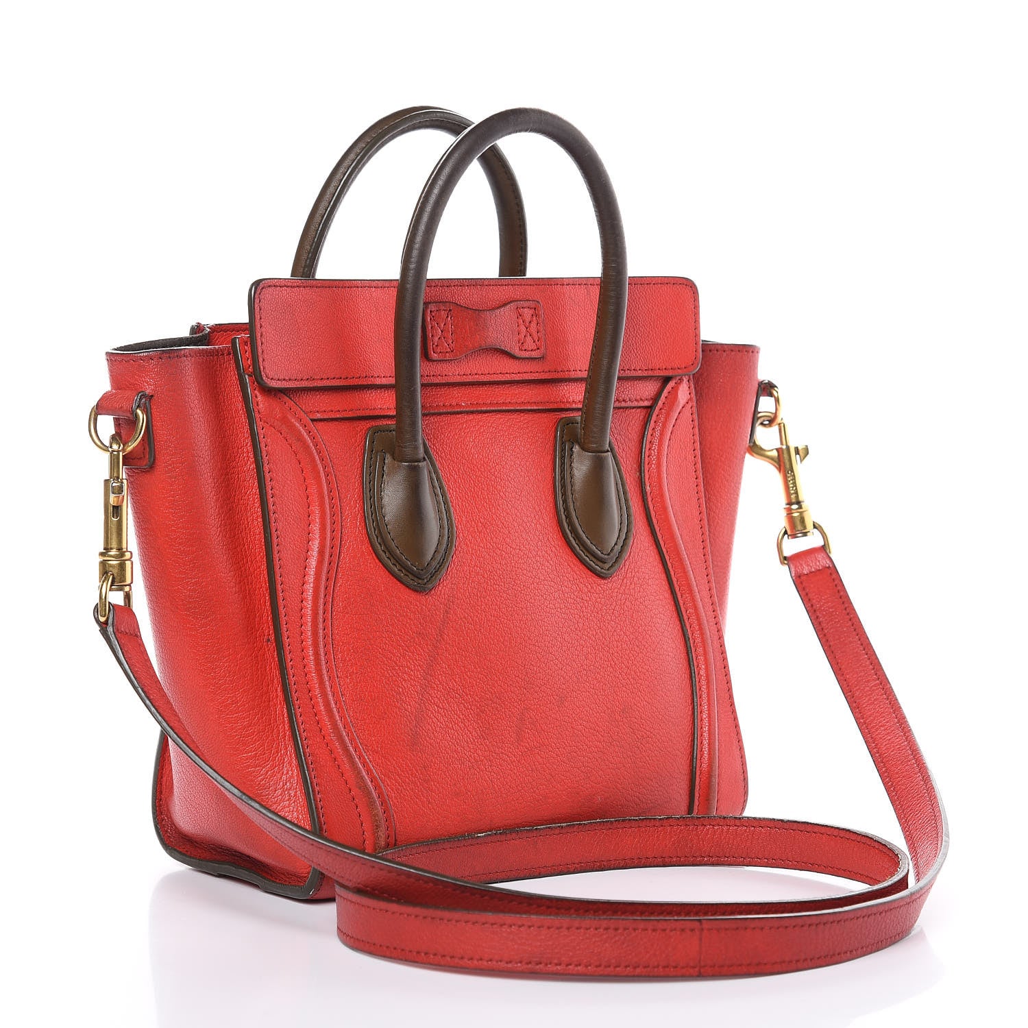 Celine Goatskin Nano Tri-Color Luggage Red 3 of 17