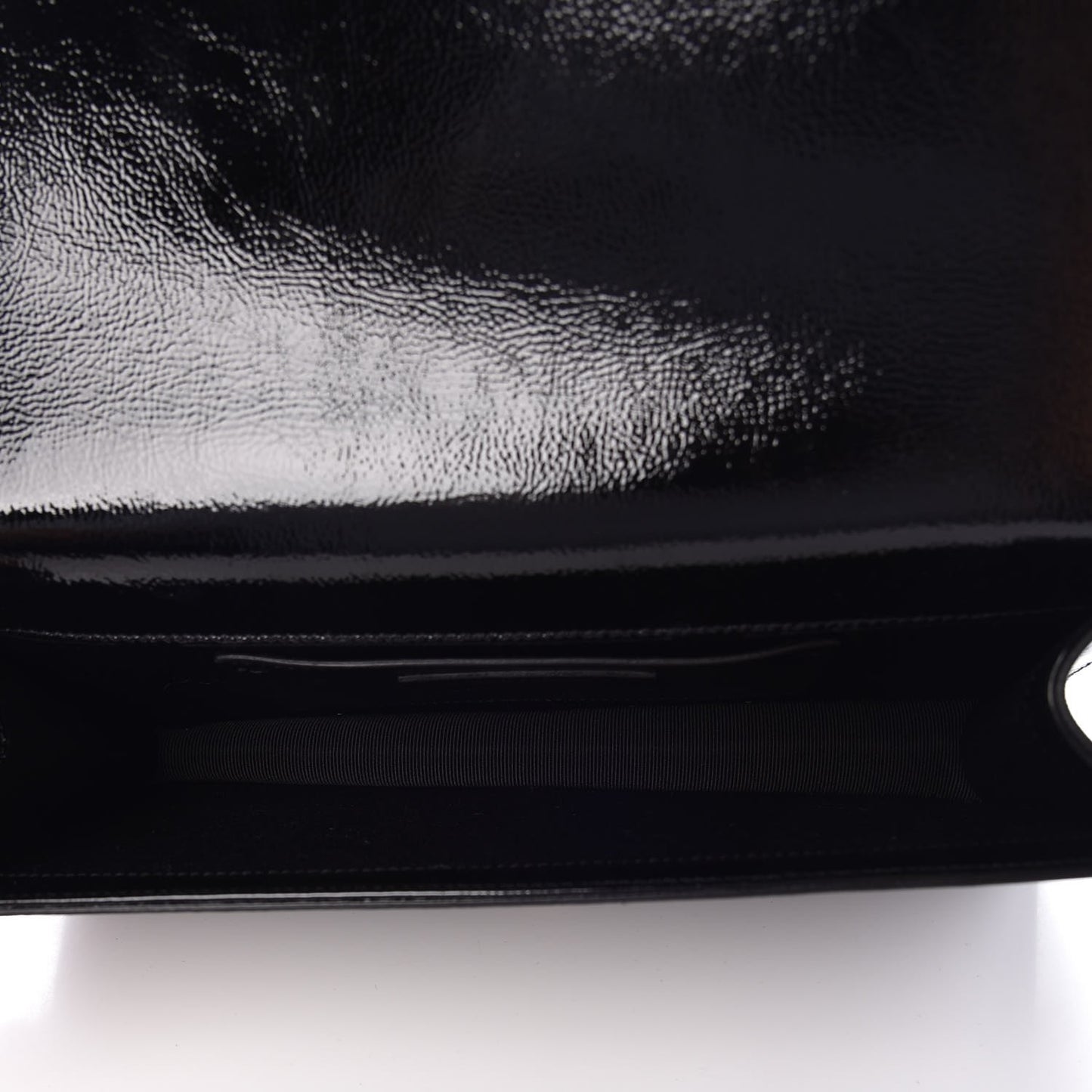 Textured Patent Classic Kate Monogram Clutch Black