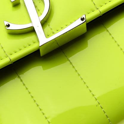 Saint Laurent Patent Calfskin Matelasse Monogram Vicky Chain Wallet Neon Yellow 14 of 18