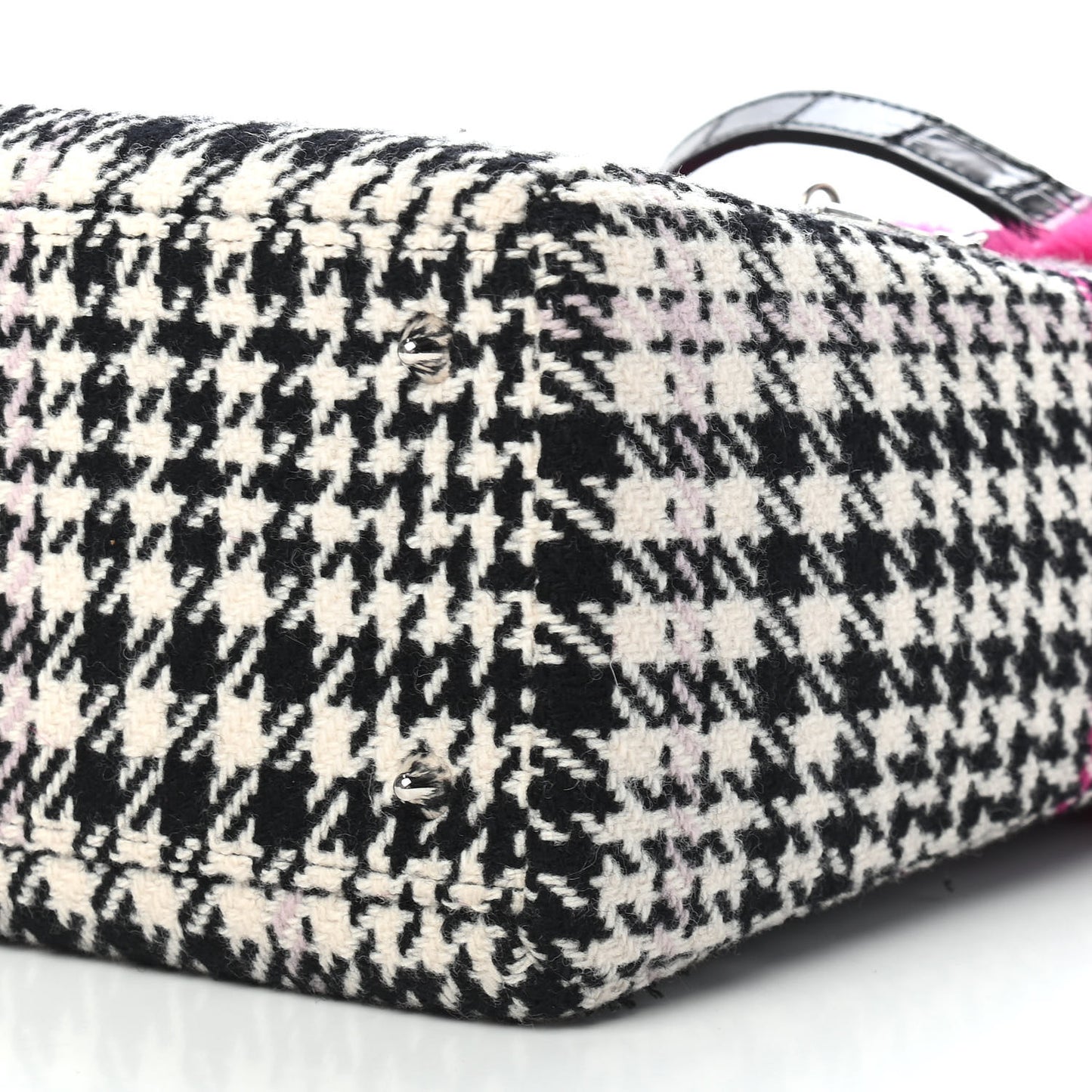Tweed Crocodile Mink Plaid Medium Lady Dior Black Pink White