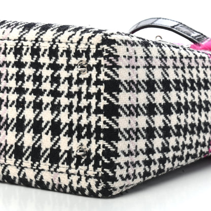 Christian Dior Tweed Crocodile Mink Plaid Medium Lady Dior Black Pink White 9 of 9