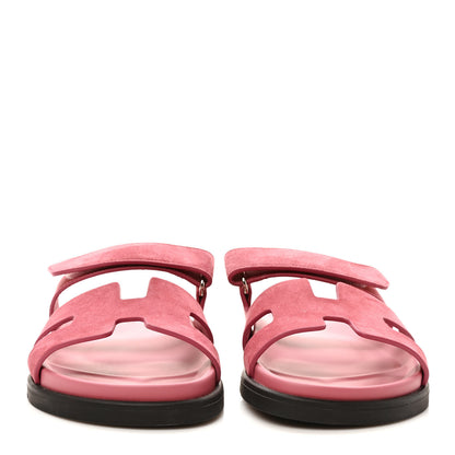 Hermes Suede Goatskin Womens Chypre Sandals 38 Rose Aphrodite 2 of 8