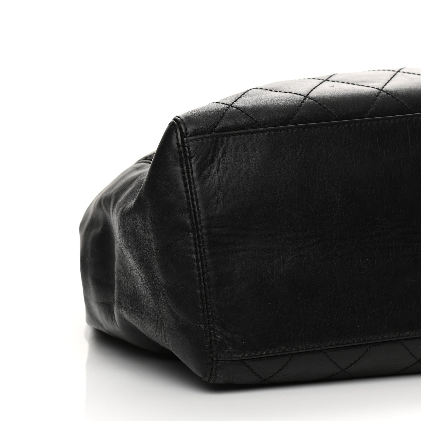 Lambskin Quilted Shopping Tote Black