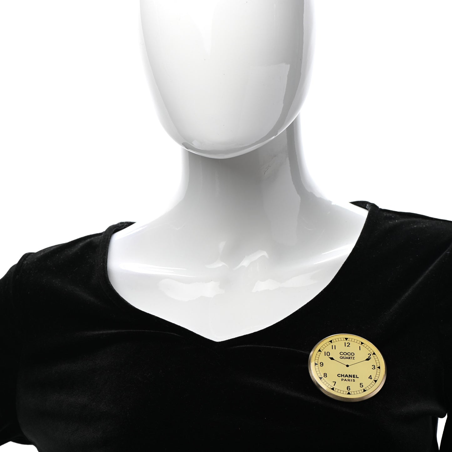 Metal Clock Brooch Gold Black
