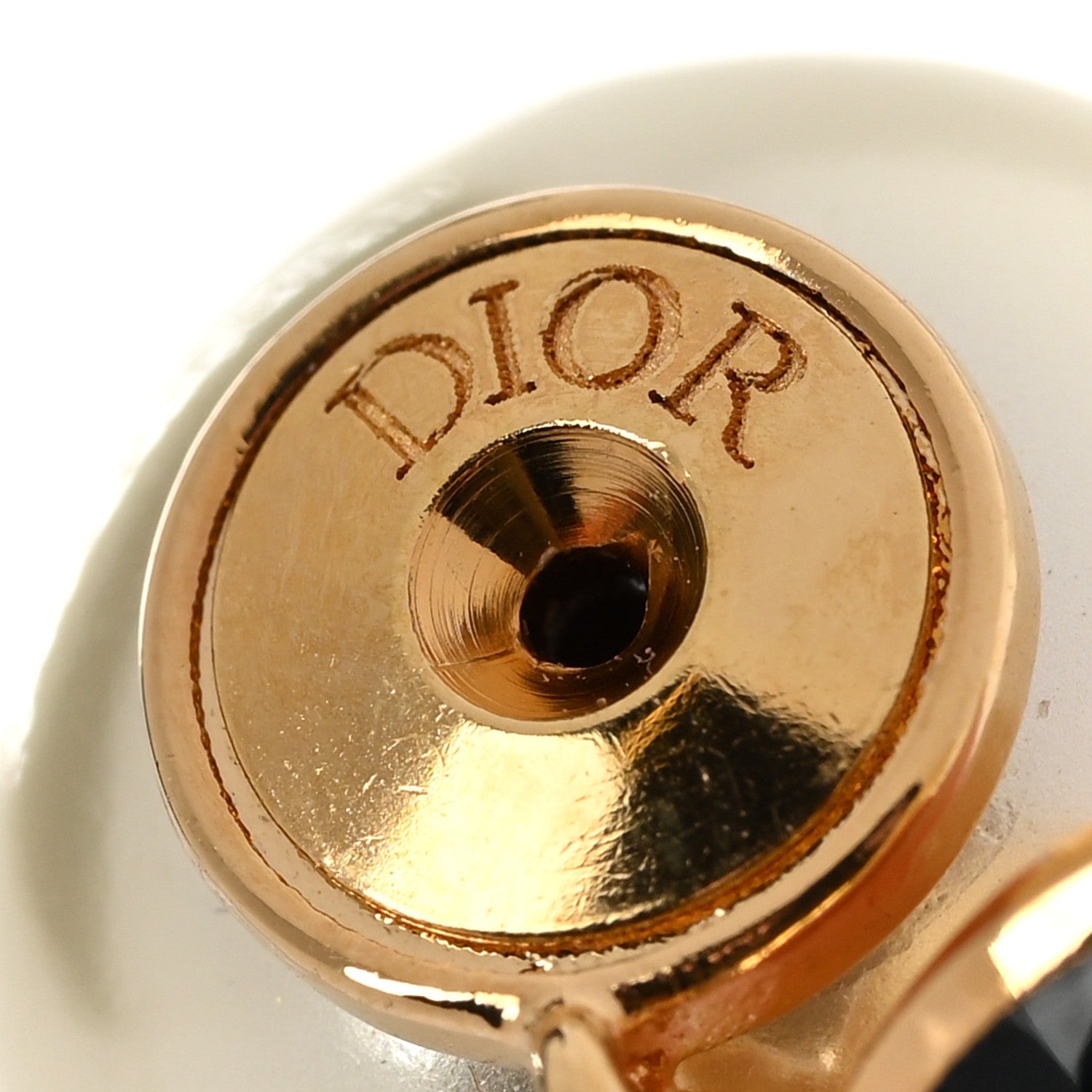 Christian Dior Pearl Logo Tribal Earrings Gold Black 4 of 4