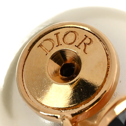 Christian Dior Pearl Logo Tribal Earrings Gold Black 4 of 4