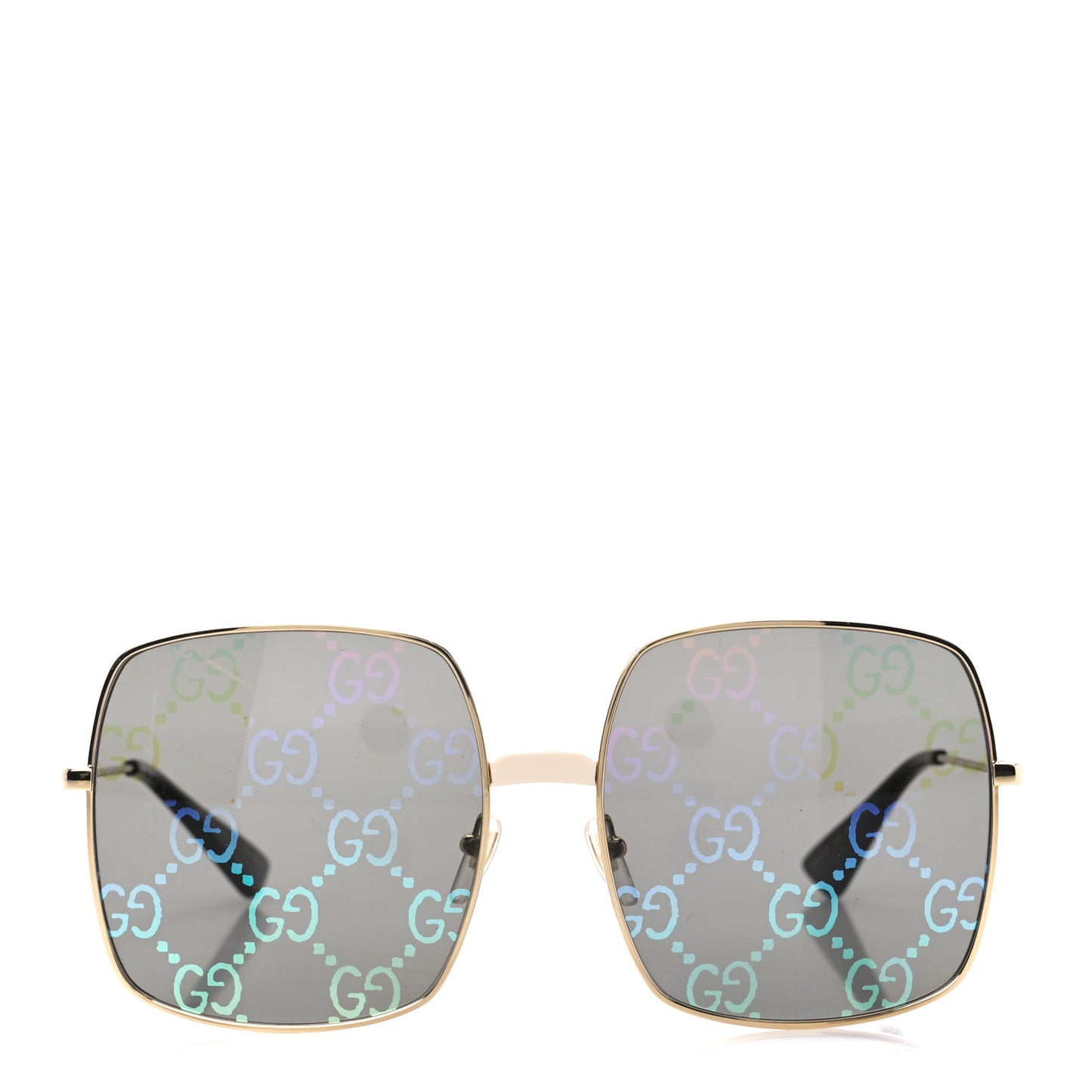 Metal Rectangular Frame Sunglasses GG0414S Gold Multicolor