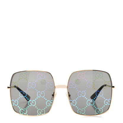 Gucci Metal Rectangular Frame Sunglasses GG0414S Gold Multicolor 2 of 7
