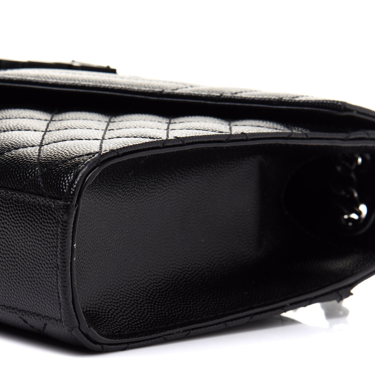 Saint Laurent Grain De Poudre Textured Mixed Matelasse Triquilt Medium Monogram Satchel Black 11 of 13