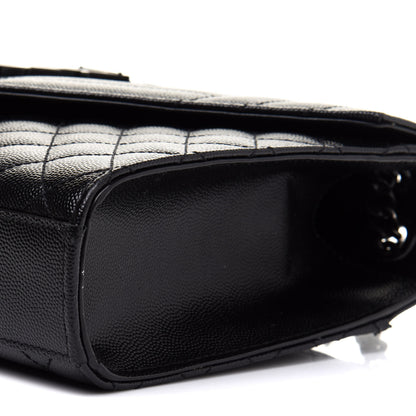 Saint Laurent Grain De Poudre Textured Mixed Matelasse Triquilt Medium Monogram Satchel Black 11 of 13