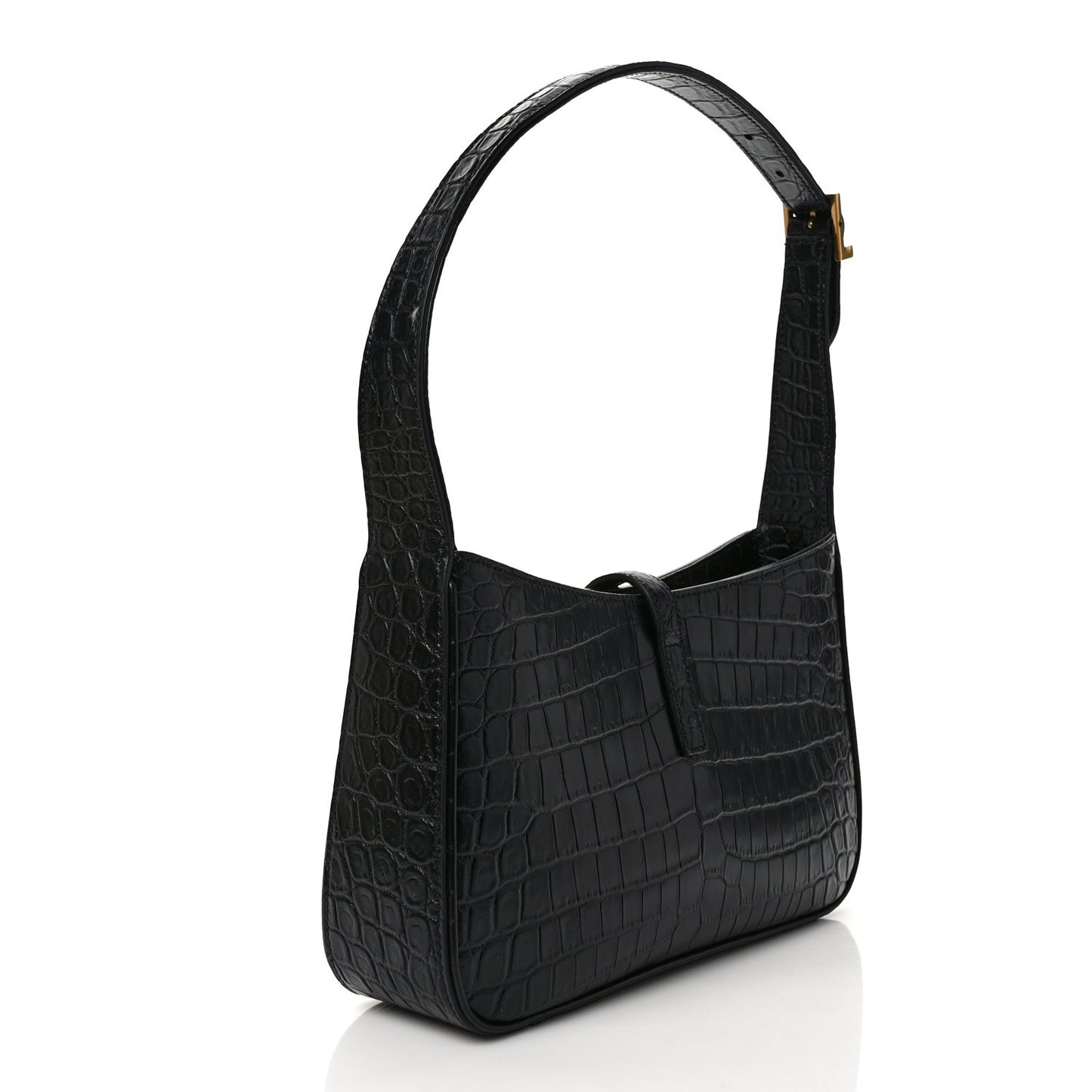 Calfskin Crocodile Embossed Le 5 A 7 Hobo Black