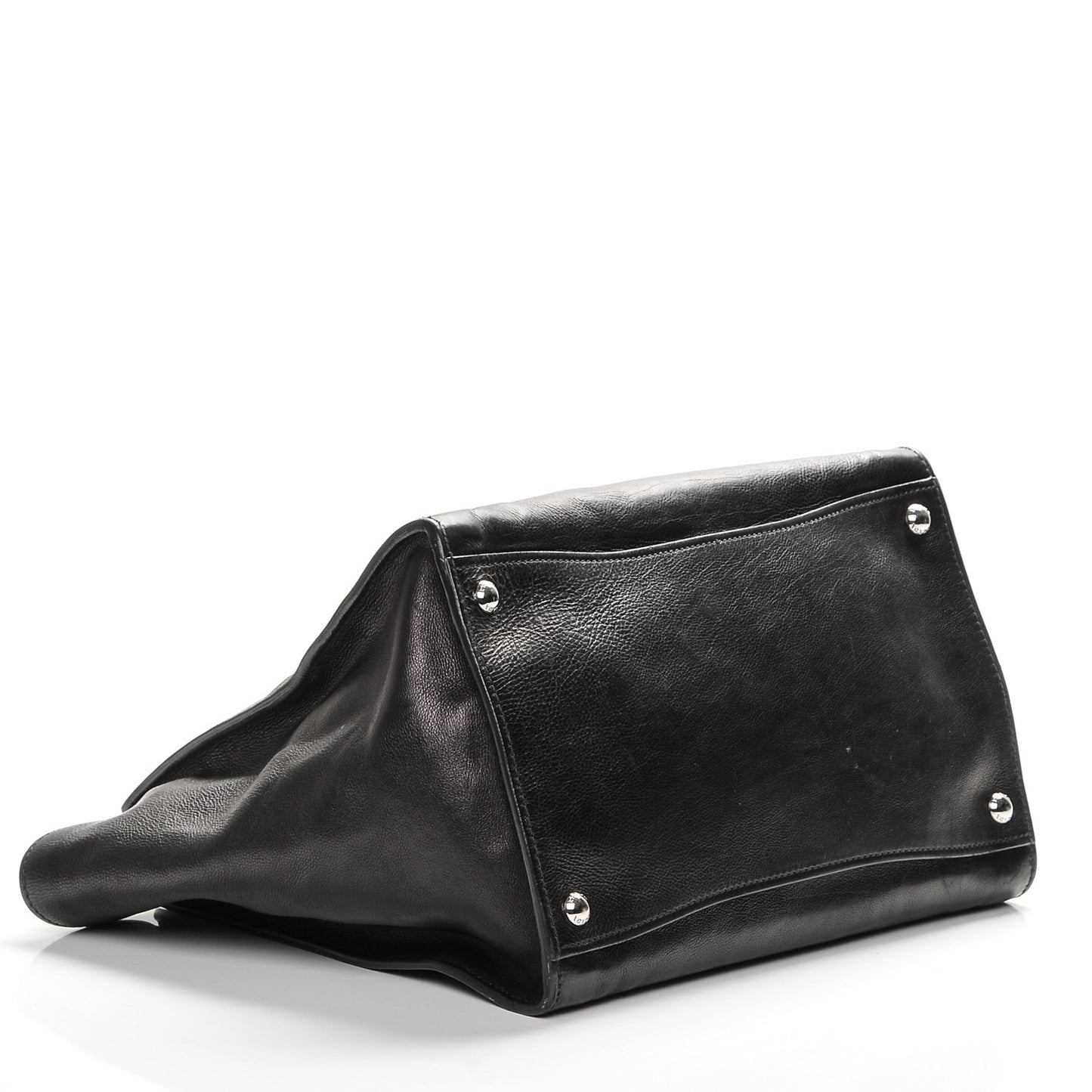Glace Calf Twin Pocket Tote Nero Black