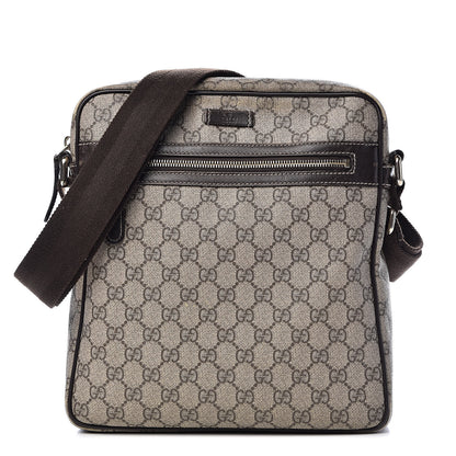 Gucci GG Plus Monogram Selleria Calfskin Medium Messenger Bag Beige Ebony Cocoa Dark Chocolate 1 of 20