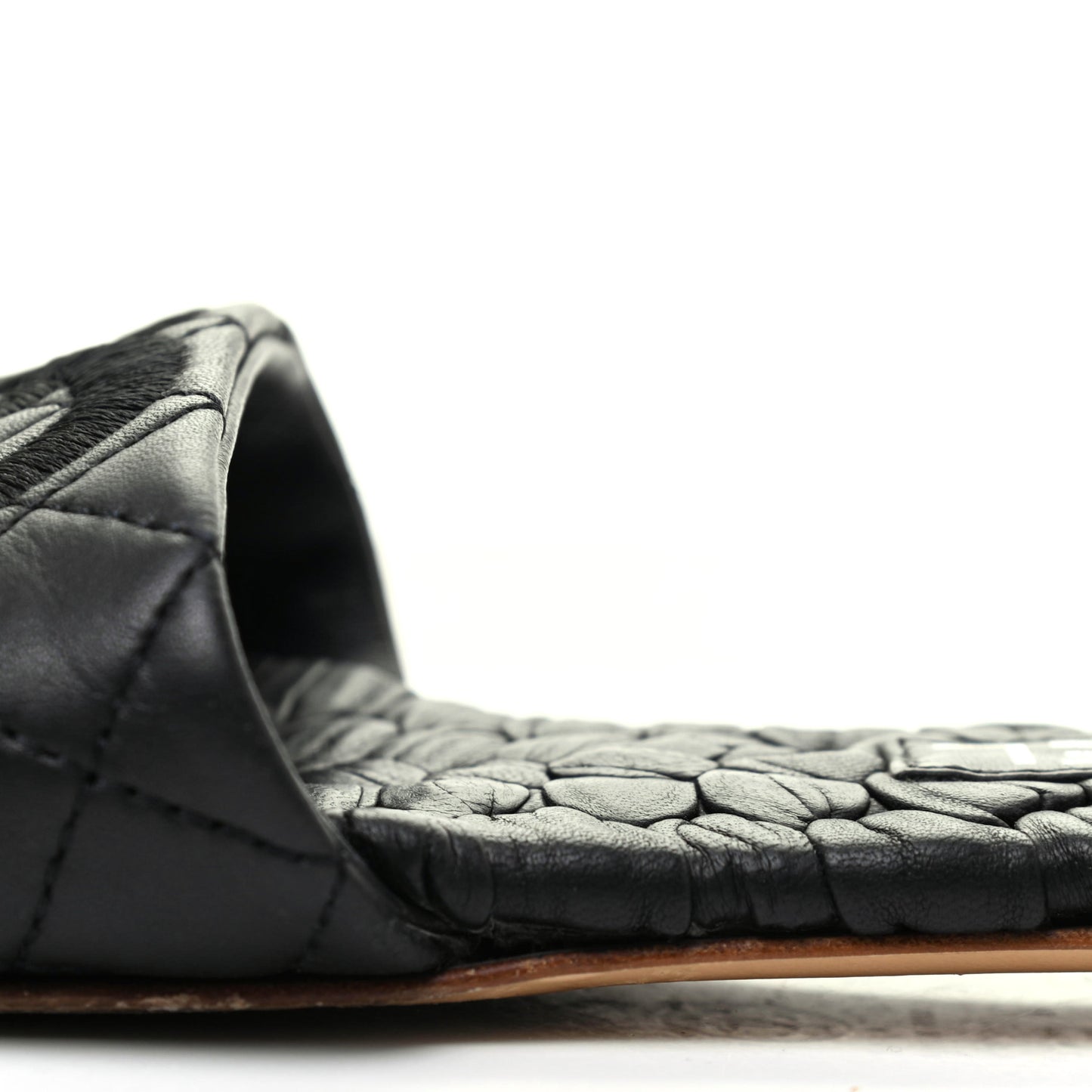 Lambskin Quilted Embroidered CC Mules Sandals 36 Black