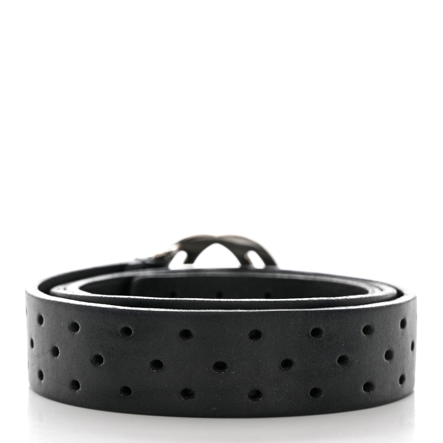 Gucci Calfskin Perforated Interlocking G Belt 85 34 Black 2 of 7