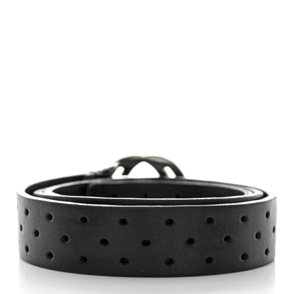 Gucci Calfskin Perforated Interlocking G Belt 85 34 Black 2 of 7