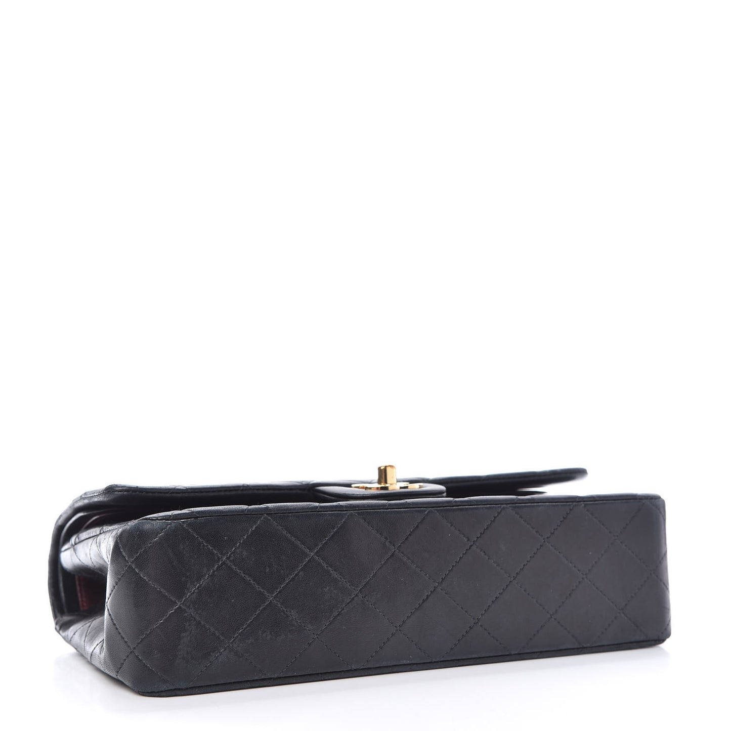 Lambskin Quilted Medium Double Flap Navy