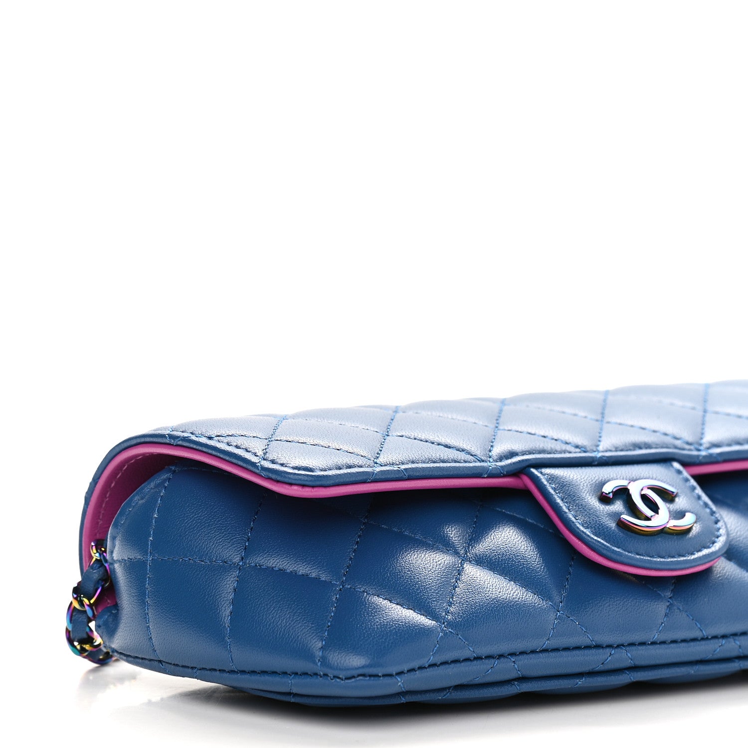 Chanel Lambskin Quilted Glasses Case With Chain Blue Purple 8 of 9