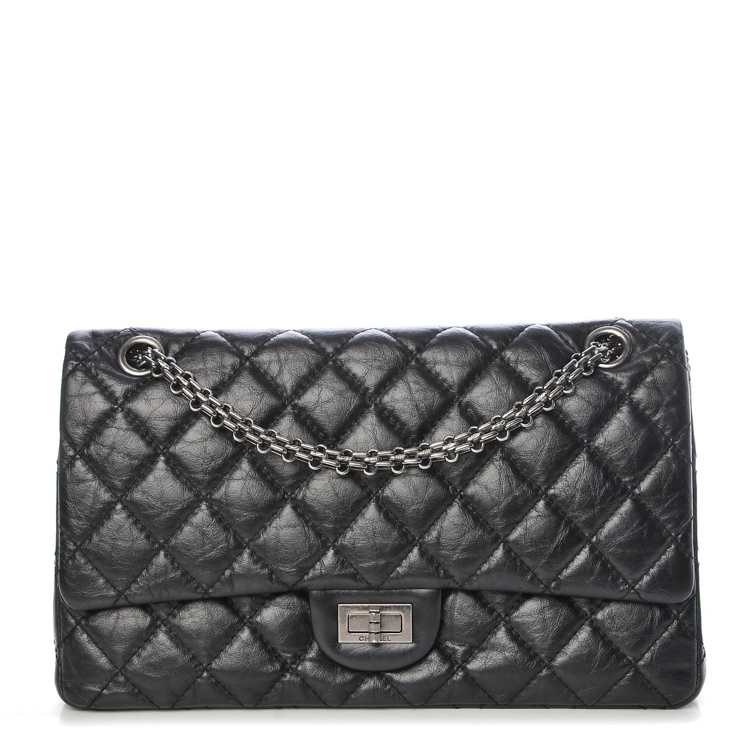 Aged Calfskin Quilted 2.55 Reissue 226 Flap Black