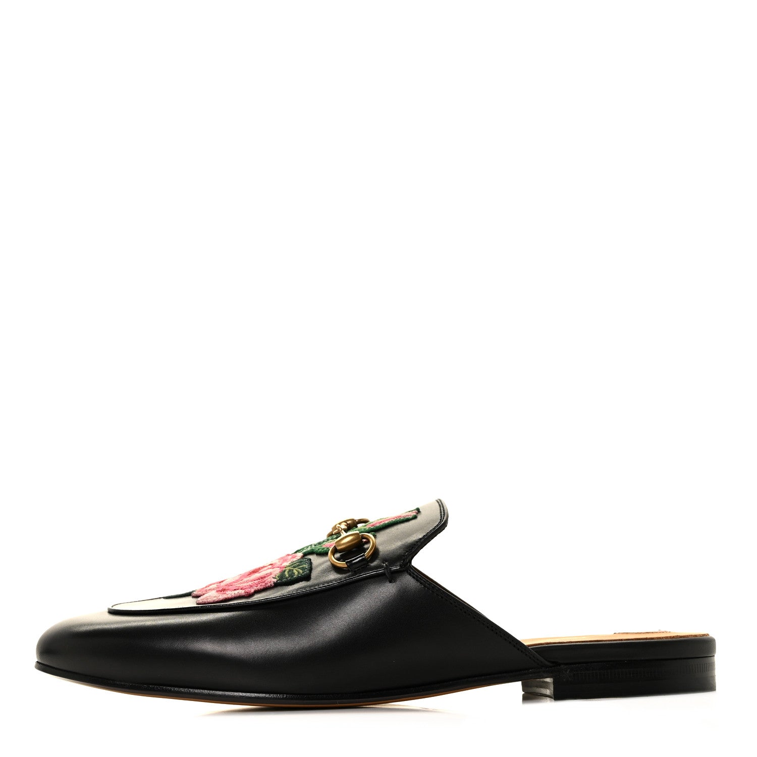 Gucci Calfskin Flower Embroidered Princetown Slippers 40 Black 1 of 9